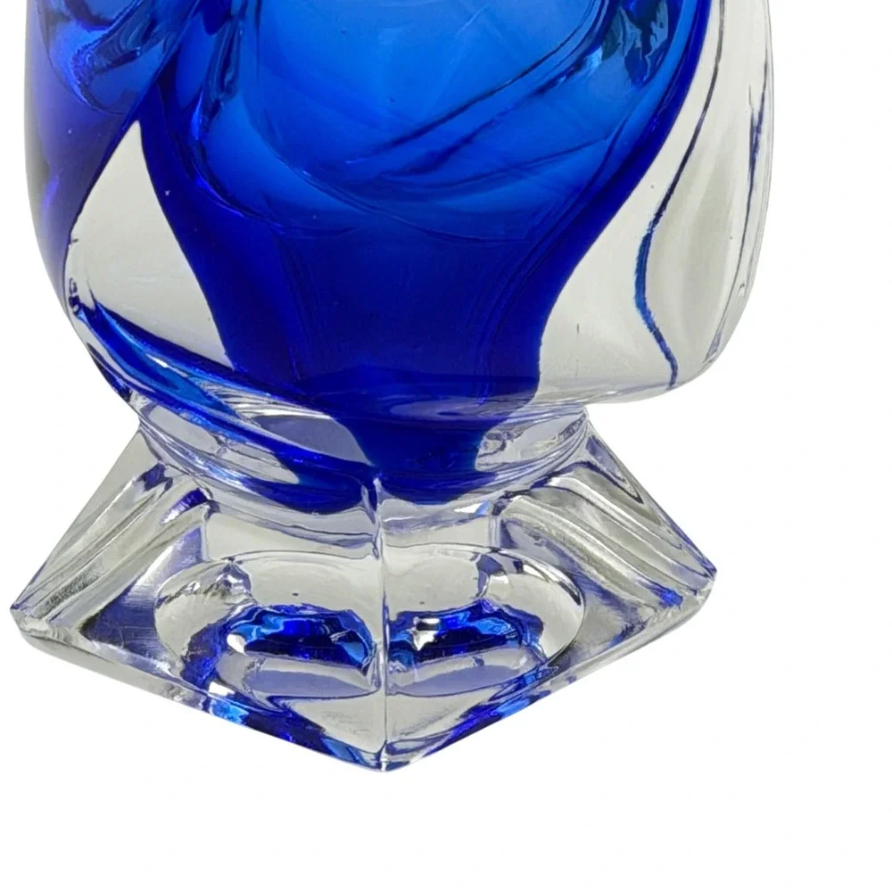 Vtg Royal Gallery Cobalt Blue Lead Crystal Twisted Bud Vase Italy Macy Co 9 in
